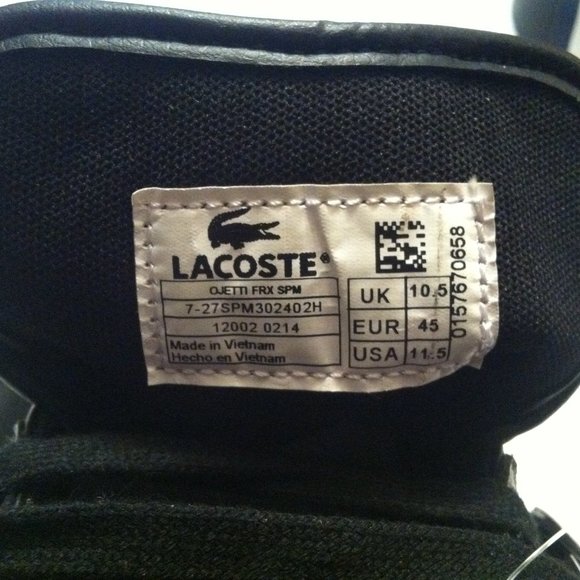 LACOSTE MENS NEW BLACK LEATHER FASHION SNEAKERS SIZE: 11.5 - Picture 15 of 16